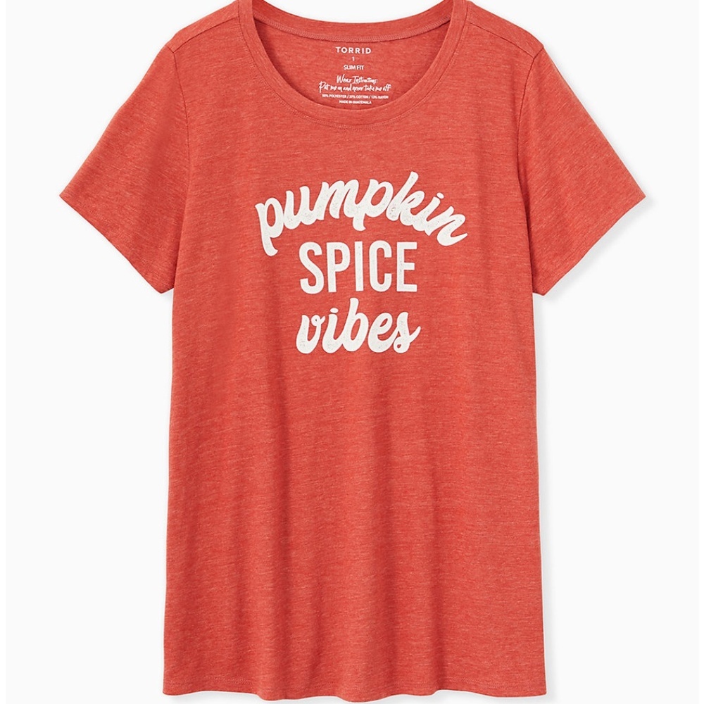 New Torrid Pumpkin Spice Vibes Slim Fit Crew Tee Size 1X